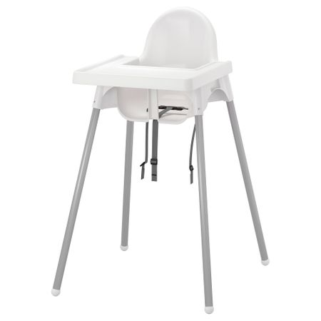 Высокий стульчик со столешницей, белый, серебристый IKEA ANTILOP АНТИЛОП 290.672.93