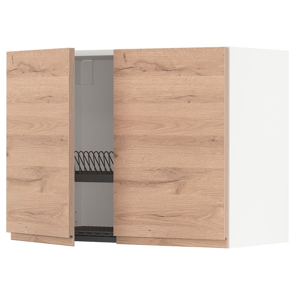 Навесной шкаф с сушилкой/2дверцы, белый/Воксторп под дуб 80x60 см IKEA METOD МЕТОД 794.470.88 - схема-чертеж с размерами