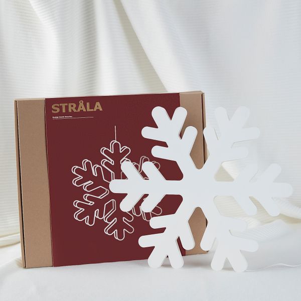 Подвесной светильник, светодиодный, с батарейным питанием, снежинка IKEA СТРОЛА 804.441.40 - схема-чертеж с размерами