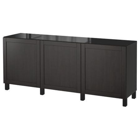 Комбинация для хранения с дверцами БЕСТО, Ханвикен черно-коричневый (180x40x74 см)