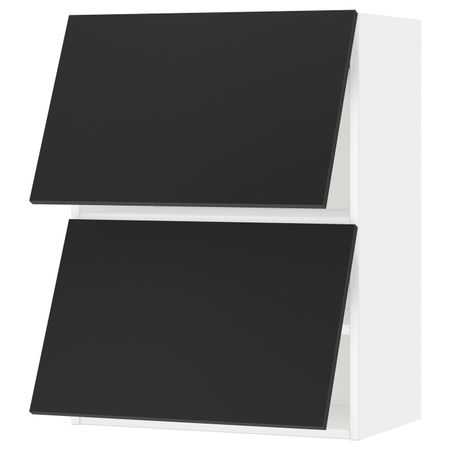 Навесной горизонтальный шкаф/2двери, белый/Юдевалла антрацит 60x80 см IKEA METOD МЕТОД 293.939.31