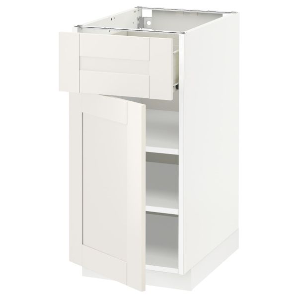 Напольный шкаф с ящиком/дверью, белый/Сэведаль белый 40x60 см IKEA МЕТОД / ФОРВАРА 892.655.58 - схема-чертеж с размерами