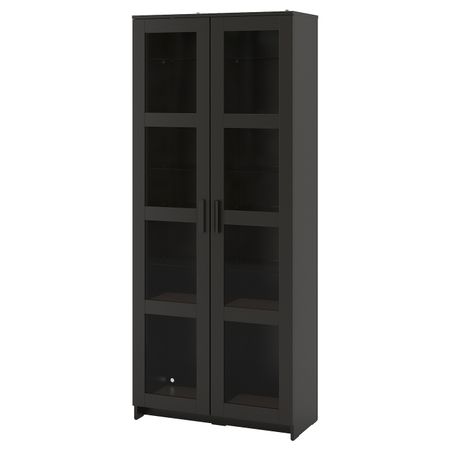 Шкаф-витрина, черный 80x190 см IKEA BRIMNES БРИМНЭС 504.098.88