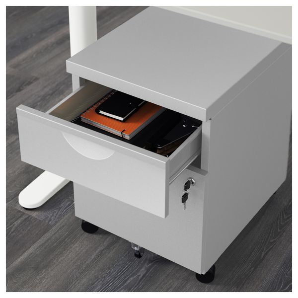 Тумба на колесиках с 2 ящиками ЭРИК, серебристый (41x57 см) - фото 4