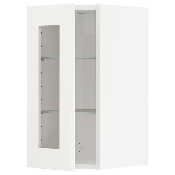 Навесной шкаф/полки/стеклян дверца, белый/Сэведаль белый 30x60 см IKEA METOD МЕТОД 794.457.15 - фото 1