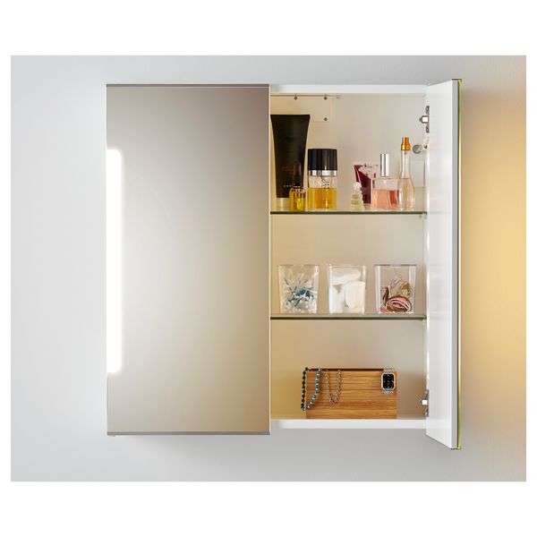 Зеркальный шкафчик, 2 дверцы, подсветка СТОРЙОРМ, белый - фото 2