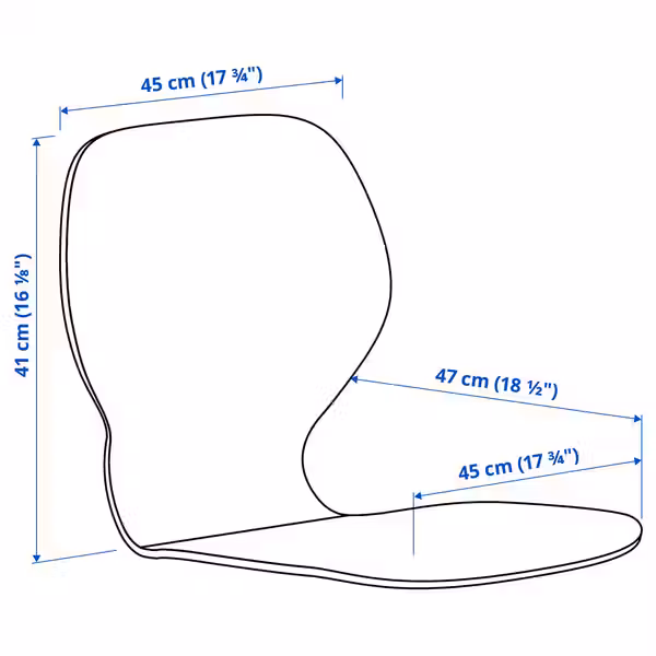 SKÅLSTA СКОЛСТА Сиденье со спинкой - дубовый шпон - схема-чертеж с размерами