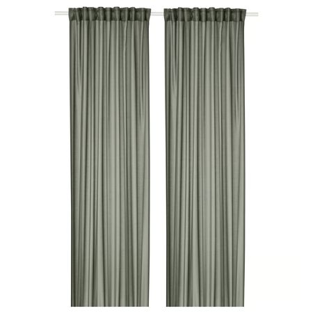 STENFRÖ СТЕНФРЁ Гардины, 2 шт. - зеленый/с лентой 145x300 см