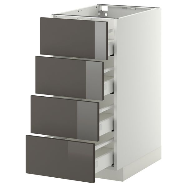 Напольный шкаф 4 фронтальных панели, 4 ящика МЕТОД / МАКСИМЕРА, белый, Рингульт серый - схема-чертеж с размерами