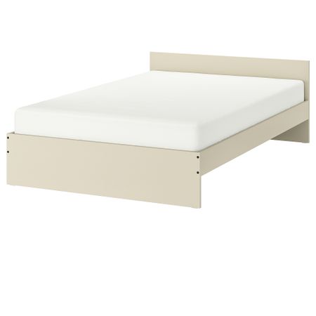 Каркас кровати с изголовьем, 140x200 см, светло-бежевый, Lindbåden IKEA GURSKEN 094.960.01
