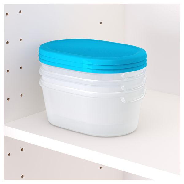 Контейнер ЙЭМКА, прозрачный белый, синий (20x14x8 см) - схема-чертеж с размерами