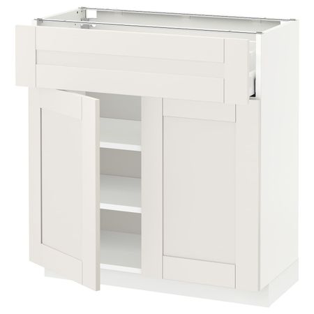 Напольный шкаф + ящик/2дверцы, белый/Сэведаль белый 80x37 см IKEA METOD МЕТОД / MAXIMERA МАКСИМЕРА 992.388.14
