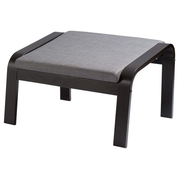Табурет для ног, черно-коричневый/Шифтебу темно-серый IKEA POÄNG ПОЭНГ 493.028.12 - фото 1