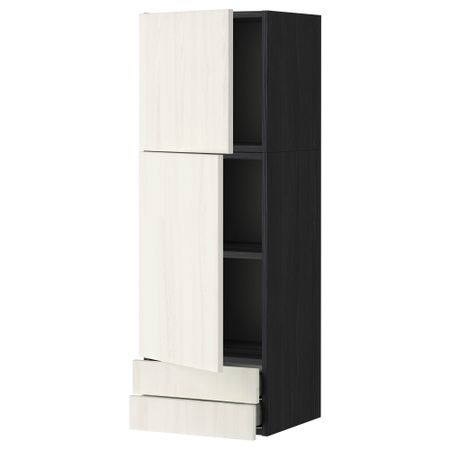 Навесной шкаф, 2 дверцы, 2 ящика МЕТОД / МАКСИМЕРА, черный, Росдаль белый