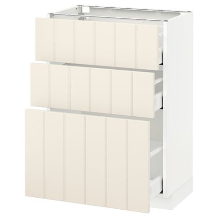 Напольный шкаф с 3 ящиками, белый/Хитарп белый с оттенком 60x37 см IKEA METOD МЕТОД / MAXIMERA МАКСИМЕРА 092.307.23