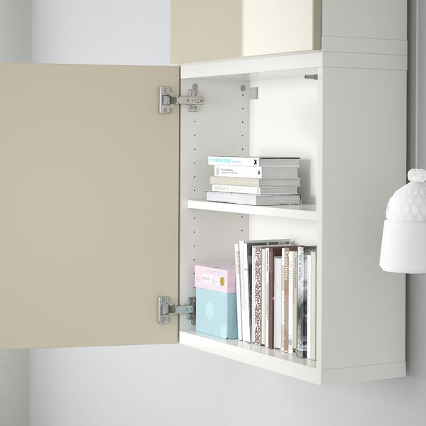 Навесной шкаф с 2 дверями, белый/Сельсвикен глянцевый, бежевый 60x22x128 см IKEA BESTÅ БЕСТО 192.482.75 - фото 1