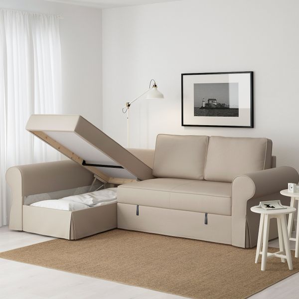 Диван-кровать с козеткой, Тигельшо бежевый IKEA БАККАБРУ 092.407.17 - фото 4