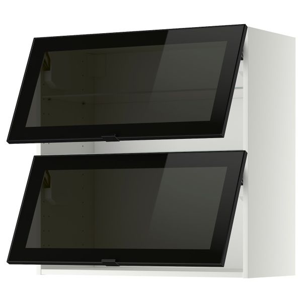 Навесной горизонтальные шкаф, 2 зеркальная дверц, белый/Ютис дымчатое стекло 80x80 см IKEA МЕТОД 693.305.88 - схема-чертеж с размерами