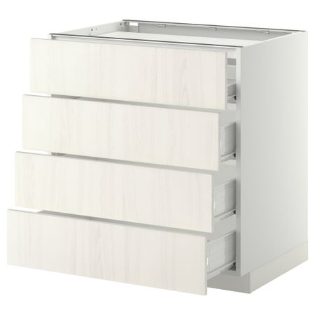 Напольный шкаф, 4 фронтальных панели, 4 ящика МЕТОД / ФОРВАРА, белый, Росдаль белый