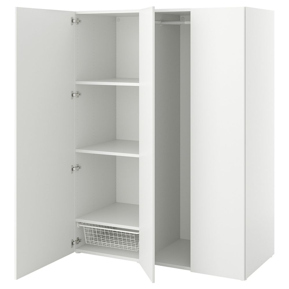 Гардероб с 3 дверцами, белый/Фоннес белый 140x57x181 см IKEA OPPHUS ОПХУС 394.243.38 - фото 1