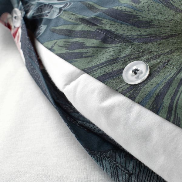 Пододеяльник и 1 наволочка, темно-синий, с цветочным орнаментом 150x200/50x70 см IKEA ФИЛОДЕНДРОН 904.125.58 - фото 5