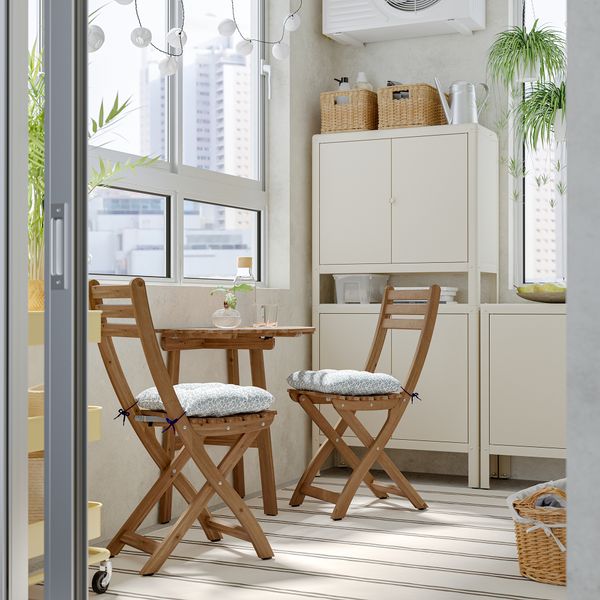 Стол + 2 складных стула, для сада IKEA ASKSTOCKHOLM СТОКГОЛЬМMEN АСКХОЛЬМЕН 295.299.15 - схема-чертеж с размерами