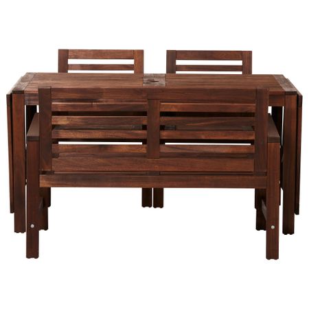 Стол + 2 кресла + скамья, для сада ЭПЛАРО, коричневый коричневая морилка