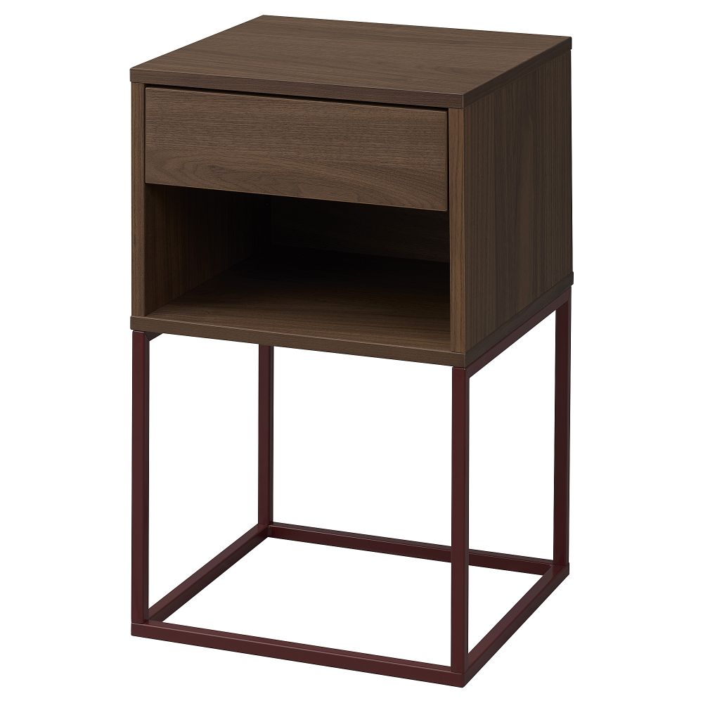 Тумба прикроватная, шпон грецкого ореха, 40x39 см IKEA VIKHAMMER ВИКХАММЕР 005.966.65 - фото 1