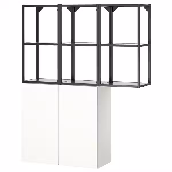 ENHET Комбинация д/хранения - антрацит/белый 120x32x150 см - фото 1