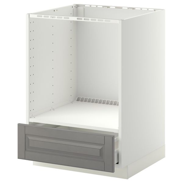 Напольный шкаф для духовки, с ящиком МЕТОД / МАКСИМЕРА, белый, Будбин серый (60x60 см) - схема-чертеж с размерами