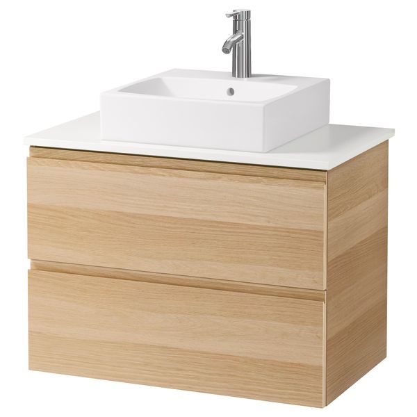 Шк п-раковину/столешн45x45/раковина ГОДМОРГОН/АЛДЕРН / ТОРНВИКЕН, беленый дуб, белый (82x49x72 см) - схема-чертеж с размерами