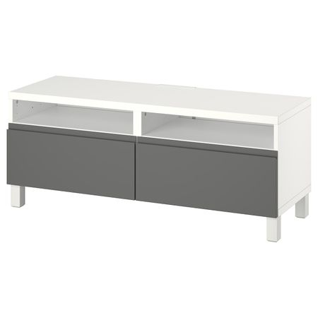 Тумба под ТВ, с ящиками, белый/ВЭСТЕРВИК/СТУБ темно-серый 120x42x48 см IKEA BESTÅ БЕСТО 694.402.09