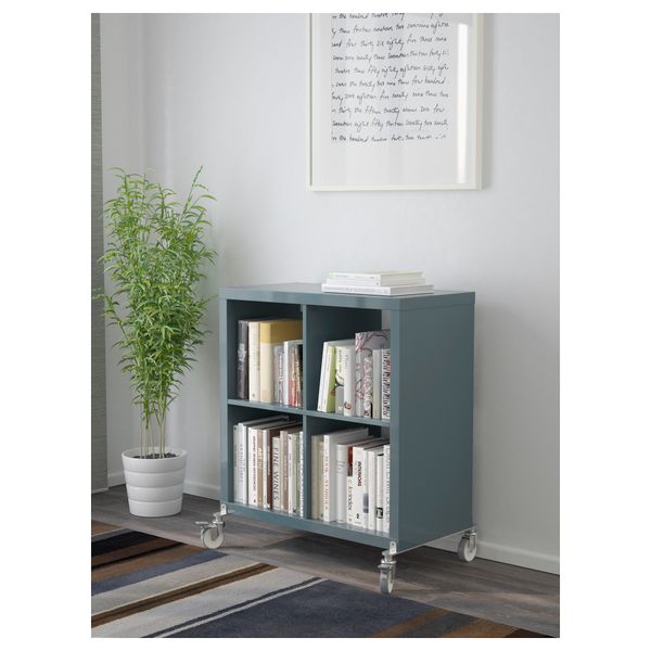 Стеллаж на колесиках КАЛЛАКС, глянцевый серо-бирюзовый (77x89 см) - фото 2