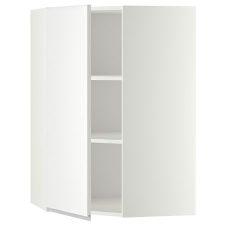 Угловой навесной шкаф с полками МЕТОД, белый, Нодста белый
