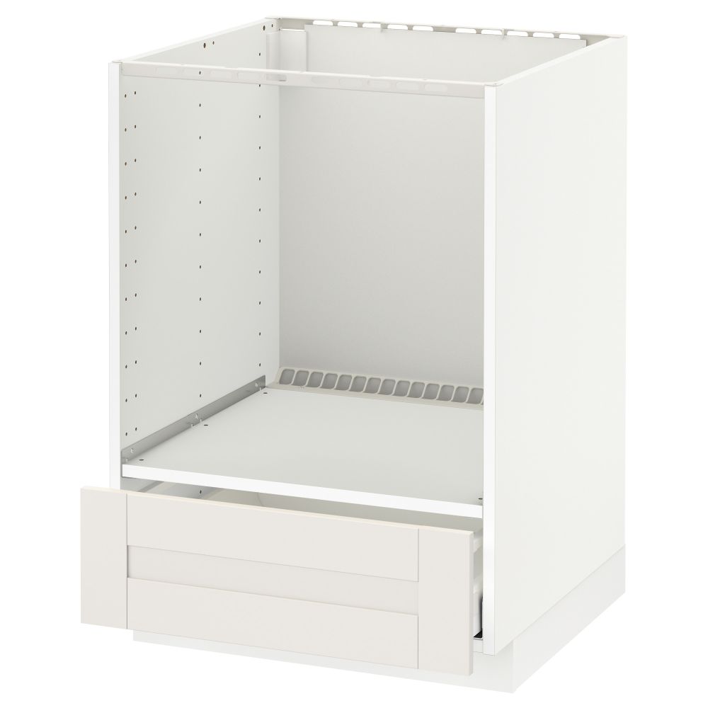 Напольный шкаф для духовки, с ящиком МЕТОД / МАКСИМЕРА, белый, Сэведаль белый (60x60 см) - схема-чертеж с размерами