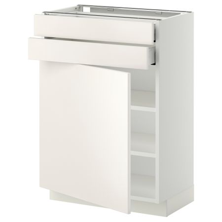 Напольный шкаф с дверцей, 2 ящиками МЕТОД / МАКСИМЕРА, белый, Веддинге белый