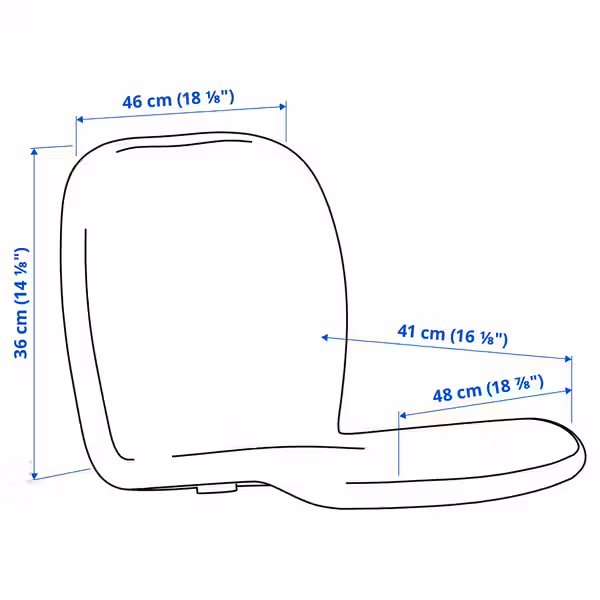 SKÅLSTA СКОЛСТА Сиденье со спинкой - Knäbäck бежевый - схема-чертеж с размерами