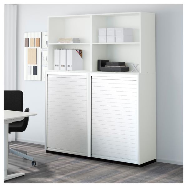 Комбинация для хранения с дверцей-шторой ГАЛАНТ, белый (160x200 см) - схема-чертеж с размерами