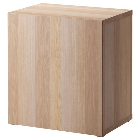 BESTÅ Стеллаж с дверью - под беленый дуб/Lappviken под беленый дуб 60x42x64 см