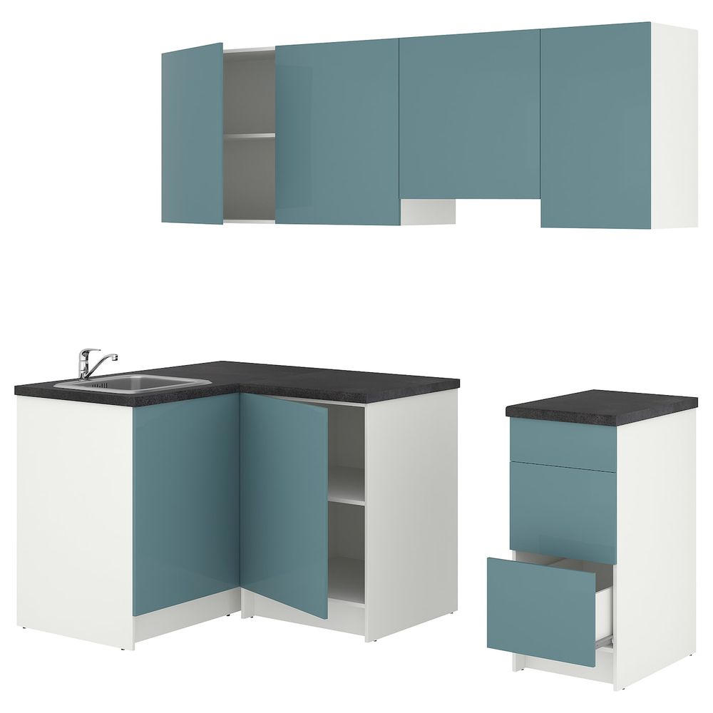 Кухня, глянцевый/синяя бирюза 120x220x220 см IKEA KNOXHULT КНОКСХУЛЬТ 994.244.20 - фото 1