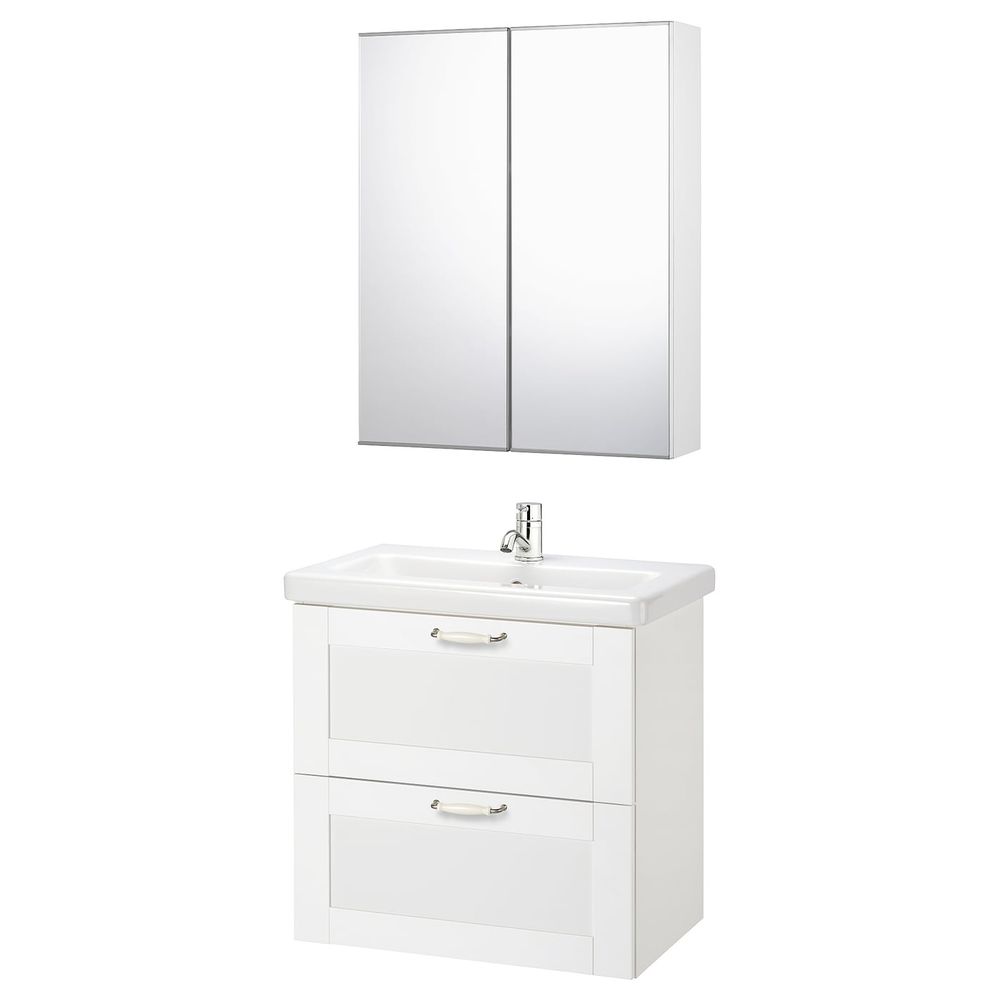 Комплект мебели для ванной, 6 предм., Йельсен белый/ПИЛКОН смеситель 64x43x65 см IKEA FISKÅN ФИСКОН / TVÄLLEN ТВЭЛЛЕН 194.360.64 - фото 1