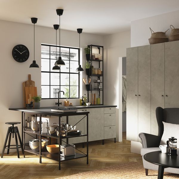 Угловая кухня, антрацит/под бетон IKEA ENHET 193.382.33 - фото 3