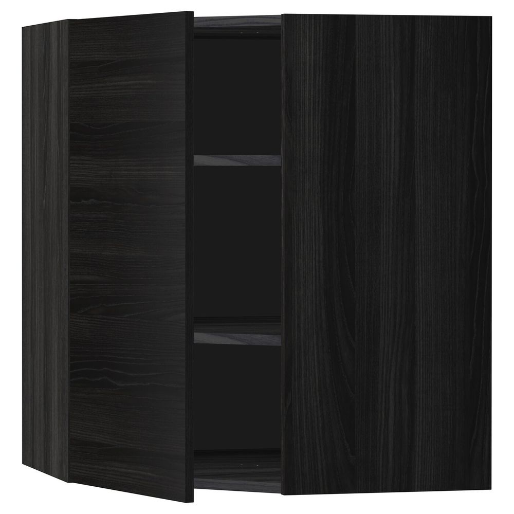 Угловой навесной шкаф с полками, черный, Тингсрид черный 68x80 см IKEA МЕТОД 292.323.25 - схема-чертеж с размерами