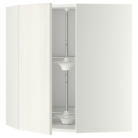 Угловой навесной шкаф с вращающейся секцией МЕТОД, белый, Росдаль белый