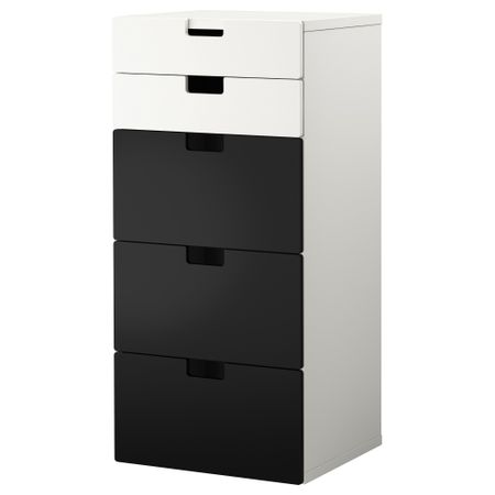 Комбинация для хранения с ящиками СТУВА, белый, черный (60x50x128 см)