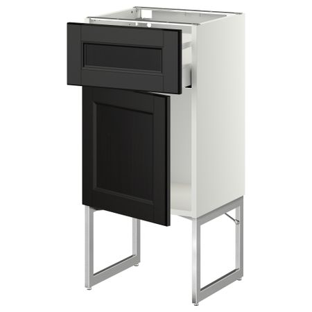 Напольный шкаф с ящиком, дверью МЕТОД / МАКСИМЕРА, белый, Лаксарби черно-коричневый