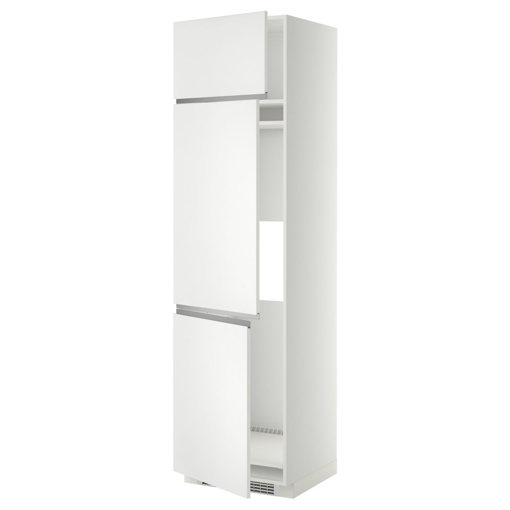 Высокий шкаф для холодильника или морозильника, с 3 дверями МЕТОД, белый, Нодста белый - схема-чертеж с размерами