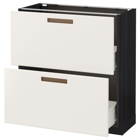 Напольный шкаф с 2 ящиками МЕТОД / ФОРВАРА, черный, Мэрста белый