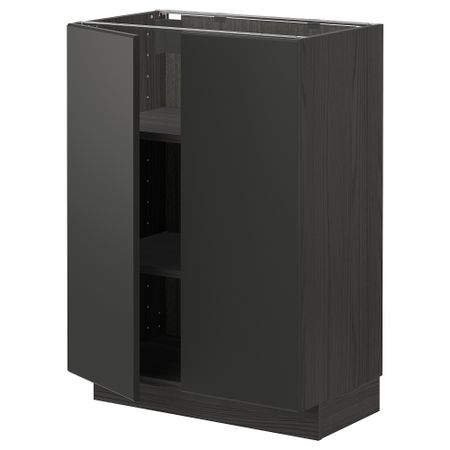 Напольный шкаф с полками/2двери, черный/Кунгсбакка антрацит 60x37 см IKEA МЕТОД 493.022.75