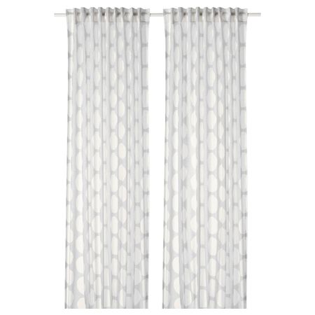 Гардины, 2 шт., белый, серый 145x300 см IKEA REIDUNN РЕЙДУНН 304.698.64